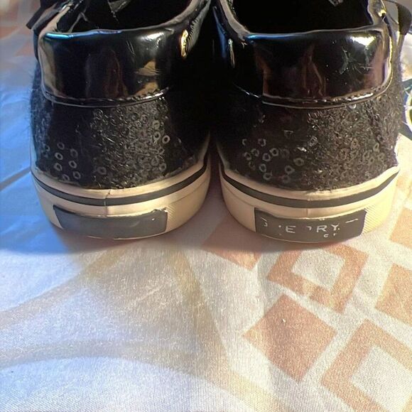 Sperry Top-Sider Bahama Boat Shoes Women's Size 7 Black Sequin Casual Sneakers - Picture 3 of 12